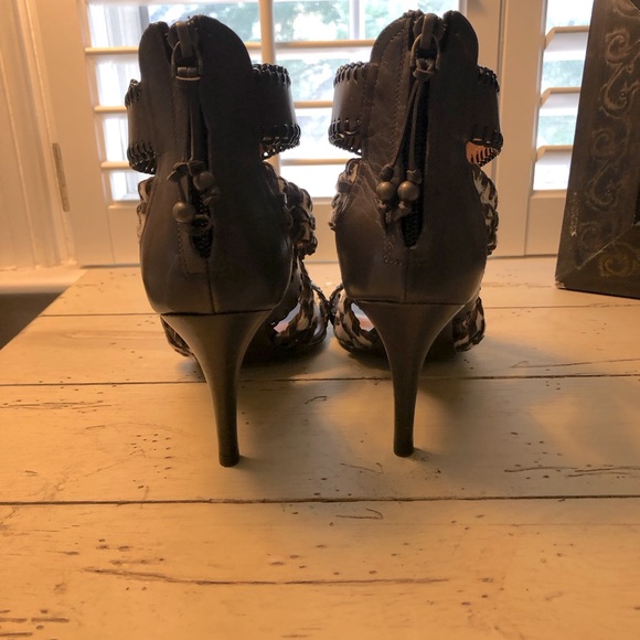 Ralph Lauren Sandals in Blanket Stitched Leather and Whip Stitched Hair Calf - Picture 2 of 7